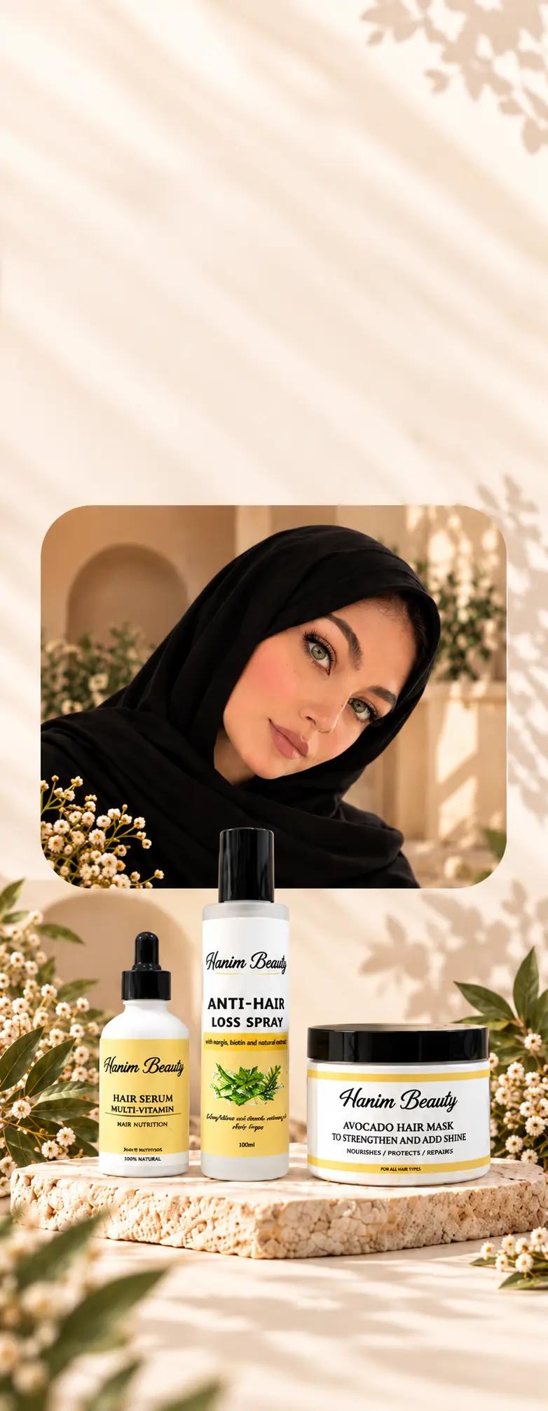 Hanim Beauty، صورة ومجموعة عناية نباتية